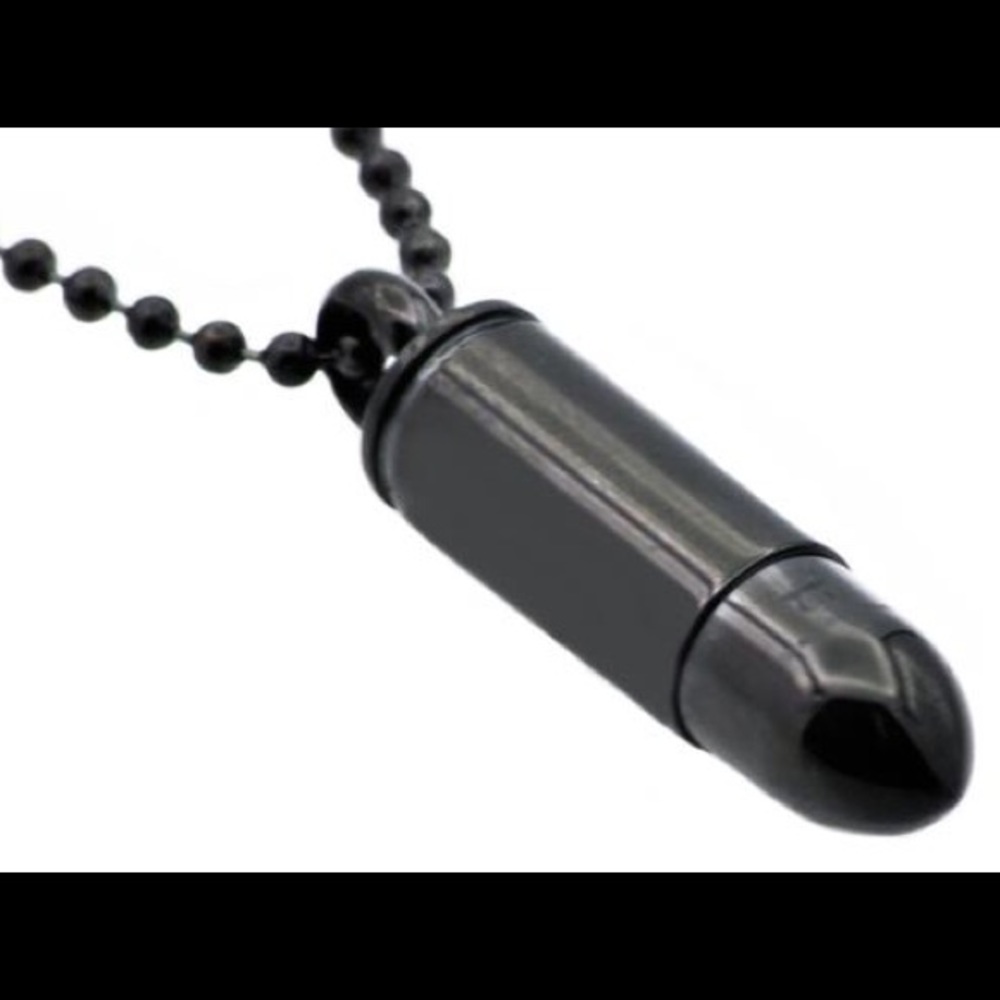 Stainless steel black plated bullet necklace